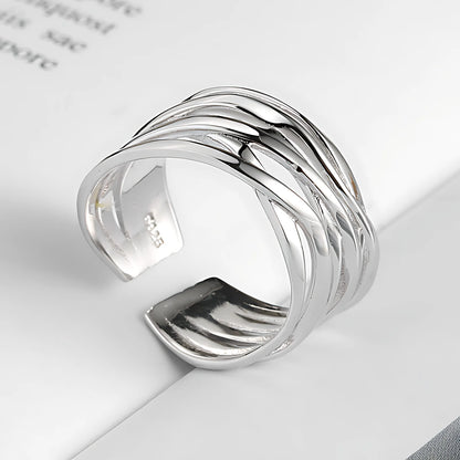 VENTFILLE 925 Sterling Silver Geometric Multilayer Round Bead Ring Female Fashion Punk Temperament Prevent Allergy Charm Jewelry