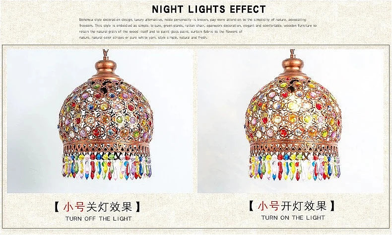 design lamp pendant lighting crystal Bohemia Retro droplight Iron handmade pendant lights for restaurants hanging lights bedroom