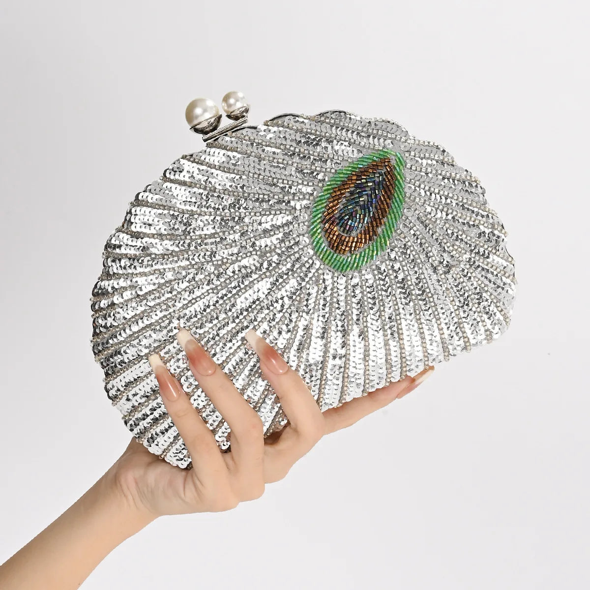 Shell Shape Women's Clutch Bag Sequin Purses and Handbags Luxury Designer Retro Embroidery Evening Bag Female Party Handbag