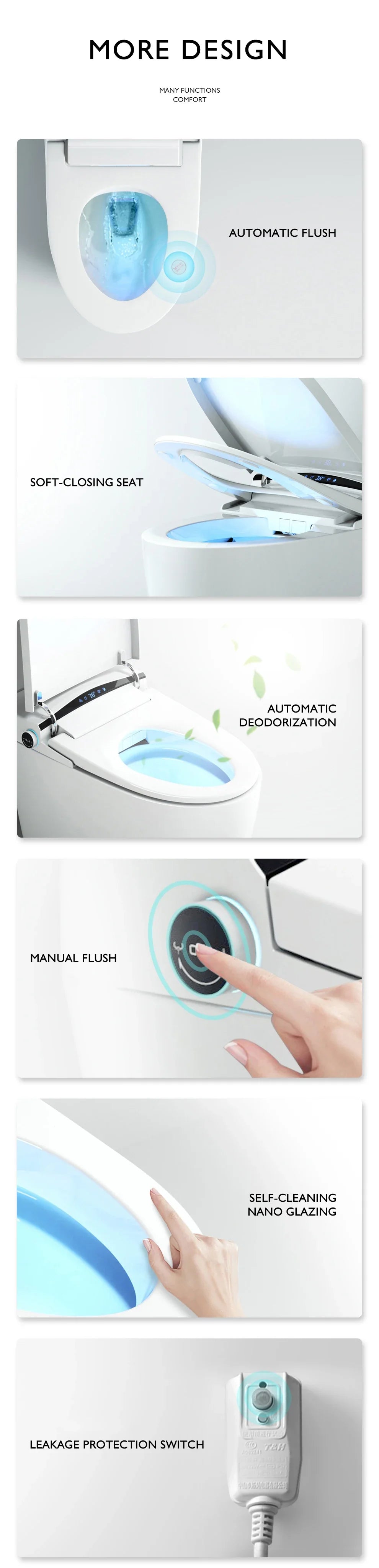 110V/220V Black One‑Piece Smart Toilet Automatic Electric Intelligent Bidet Toilet Modern Luxury WC for Bathroom Home Use