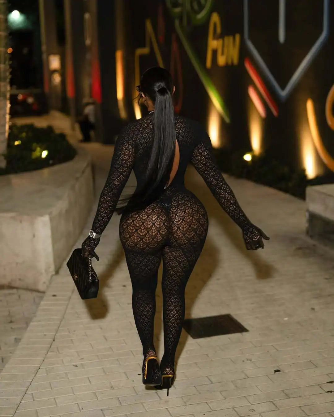 Women Long Jumpsuit Black Sexy bodysuit Night Club see through stockings tightfitting party suit seductive style Fast Shipping