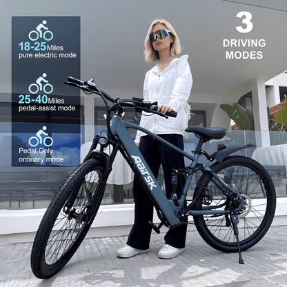 Electric Bike for Adults, 750W Peak Ebike, 40Miles 25MPH Electric Mountain Bike, 24''/26" Adult Electric Bicycle with 36V Battery, 21 Speed, Full Suspension, UL 2849 Certified
