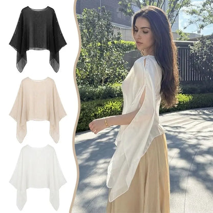 Multicolor Sun Protection Shawl Chiffon Thin Air-conditioned Sweater Travel Photography Vacation Trendy Scarf Summer Season