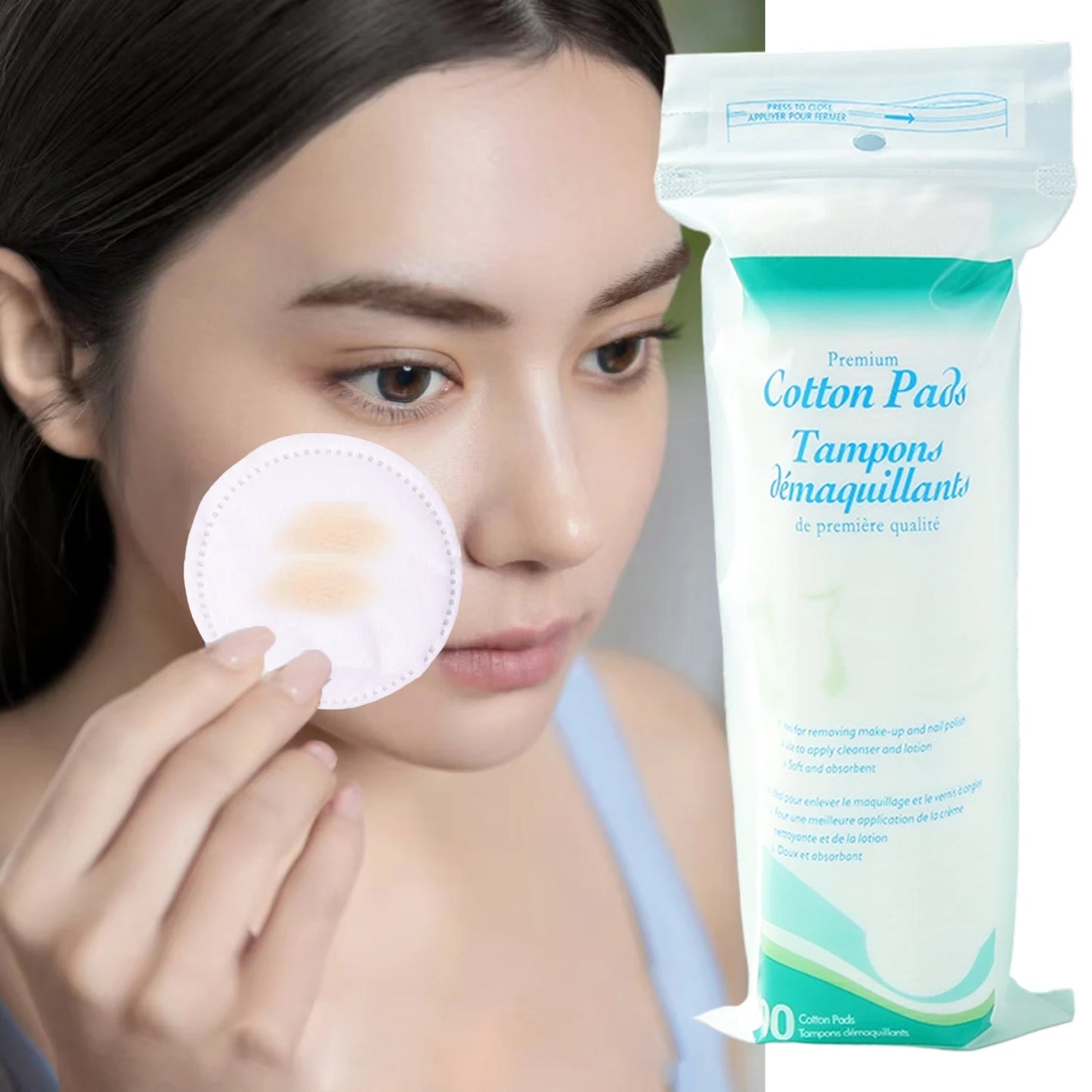 Disposable Soft and Breathable Circular Makeup Remover Pads Doubles Sided Cotton Pads Non-Irritating for Daily Facial Cleaning