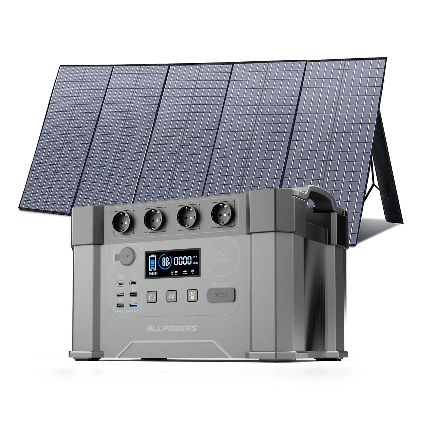 ALLPOWERS Solar Generator S2000 Pro with 400W Solar Panel, 4 x 2400W AC Outlets, 2400W Portable Power Station for Home Backup RV