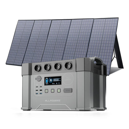 ALLPOWERS Solar Generator S2000 Pro with 400W Solar Panel, 4 x 2400W AC Outlets, 2400W Portable Power Station for Home Backup RV