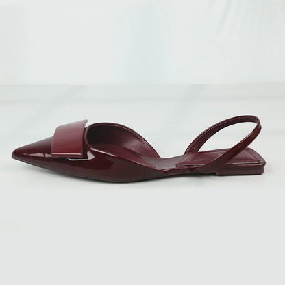 Women's Sandals Luxury Patent Leather Summer Flat Sandals Elegant Pointed Office Designer Shoes for Women New Square Dress Shoes