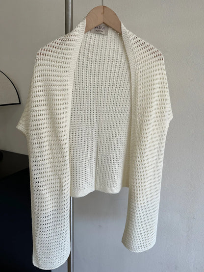 Knitted Hollow T-shaped Shawl for Women 2026 Summer New Thin with Wool Knot Decoration Sun-protective Vest on The Shoulders