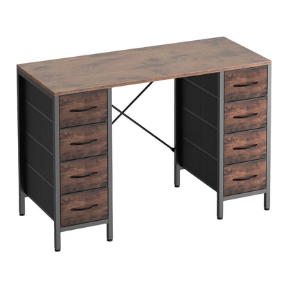 MCQ 47 Inch Standing Office Computer Desk with 8 Fabric Drawers Ergonomic X-Shaped Reinforced Structure Writing Study Work Table Gaming Table for Home Office Use Workstation ﻿