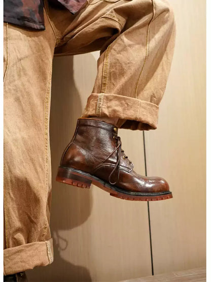 Genuine Leather Men Boots Plus Size Style Boots Soft Leather Ankle Shoes