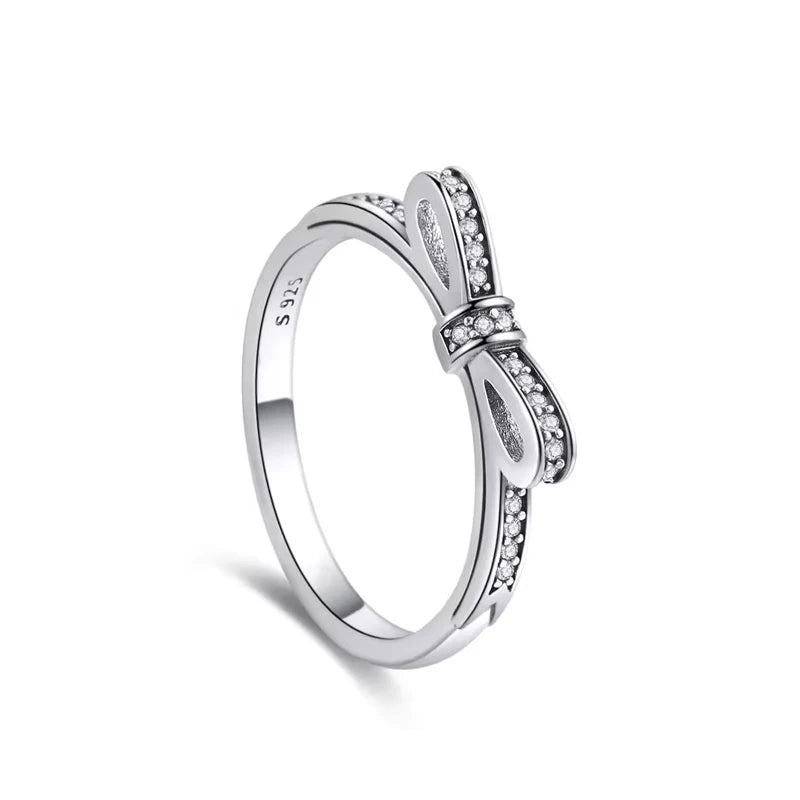 New 925 Sterling Silver Rings Stackable Infinite Silver shining Zircon Ring For Women Wedding Anniversary Birthday Jewelry Gift