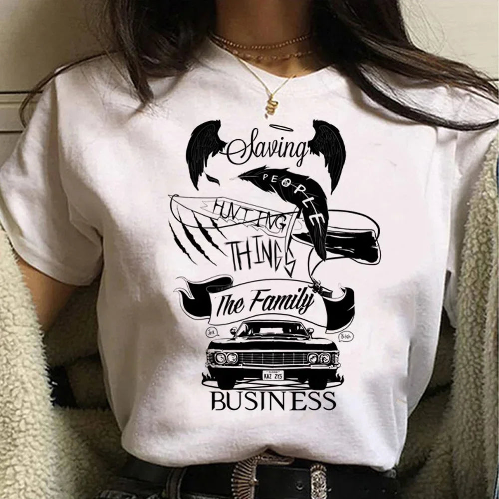 Supernatural tshirt women manga Tee girl 2000s clothing women clothes y2k top my body my choice