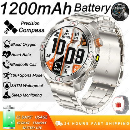 ChiBear Genuine Military Smart Watch Men: 1200 mAh Battery Compass GPS Sports Outdoor Watch Bluetooth Call Smartwatch 2026 New