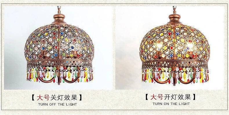 design lamp pendant lighting crystal Bohemia Retro droplight Iron handmade pendant lights for restaurants hanging lights bedroom