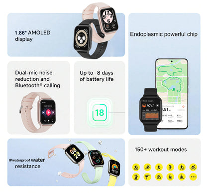 Watch 5 Global Version 2.0" 60Hz AMOLED Screen Built-in GNSS Bluetooth Call 150+ Sports Modes7Days Battery Life For Xiaomi Redmi
