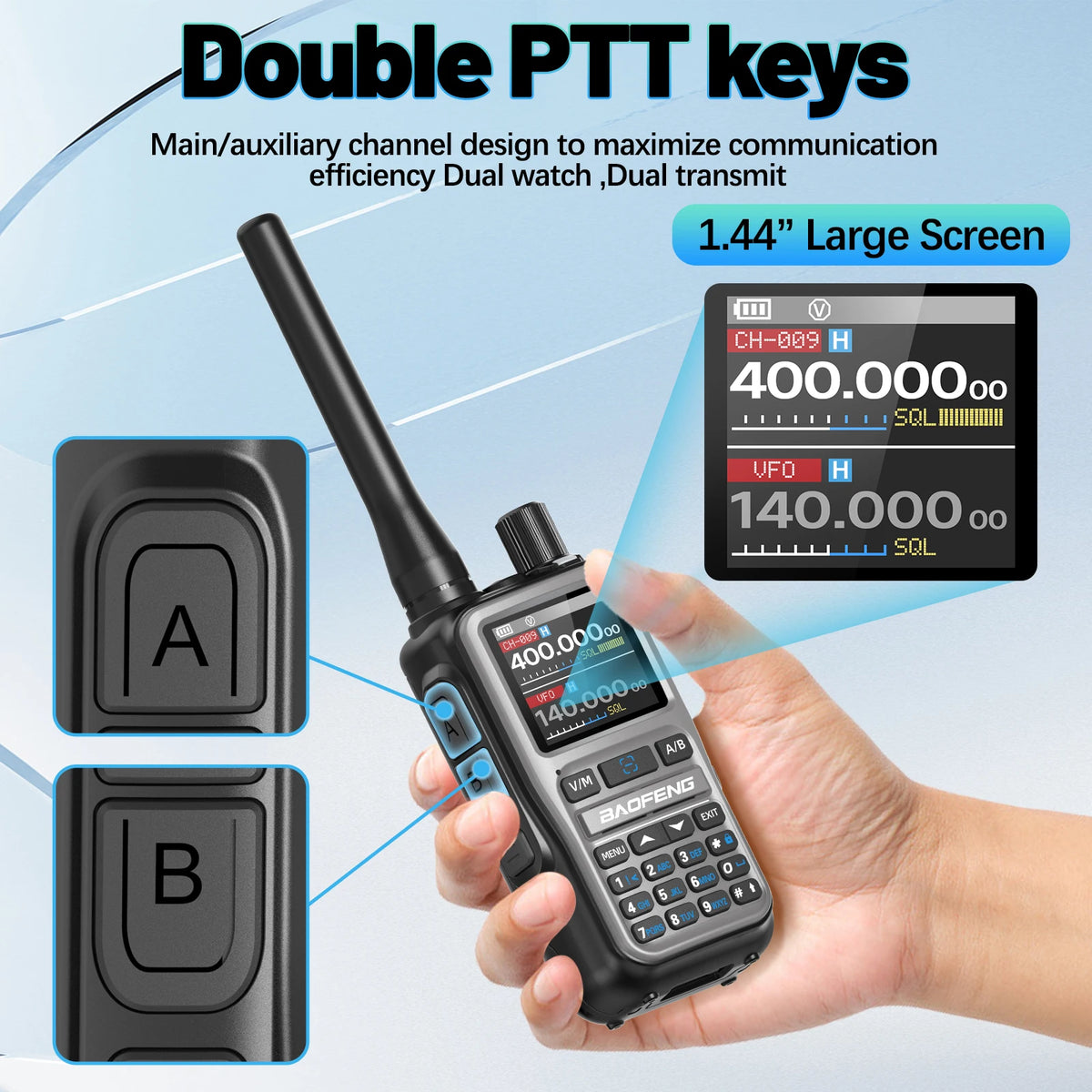 BAOFENG UV-5R Mini Walkie Talkie Multi Band Wireless Bluetooth Programming Dual PTT Type-C Charge Long Range Two Way Radio