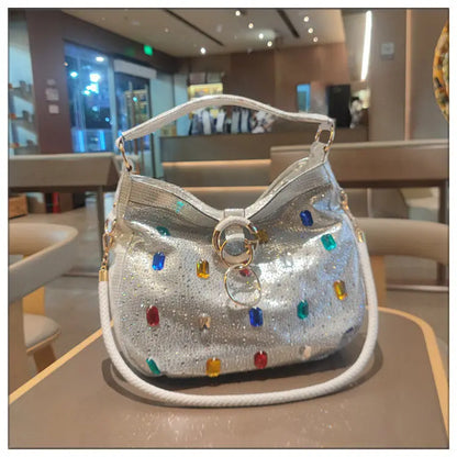 Luxury Genuine Leather Portable Women's Bag Leisure Large Capacity Diamond Tote Bag Shoulder Crossbody Bucket Bags Fashion 2026