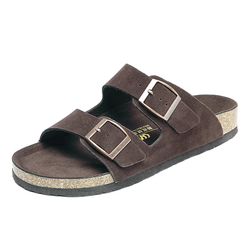 Men Leather Sandals Summer Classic Boys Shoes Slippers Soft Sandals Roman Comfortable Outdoor Beach Walking Footwear All-Match