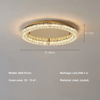 Modern Luxury Led Dimmable Chandelier Foyer Crystal Ceiling Lights Lustre Indoor Light Lamparas Round Steel Led Luminarias