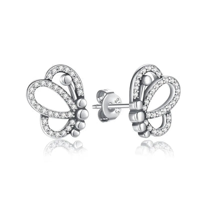 Original 925 Sterling Silver Earrings Infinity Love Heart Piercing Crystals Stud Earings For Women Birthday Gift Luxury Jewelry