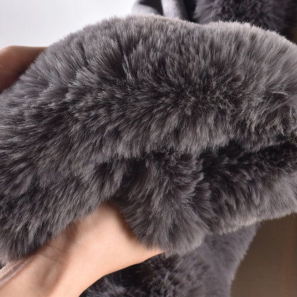 Winter New Fashion Warm Sleeve Plush Cape Cape Large Loose Bat Sleeve Plush Coat Cardigan Women