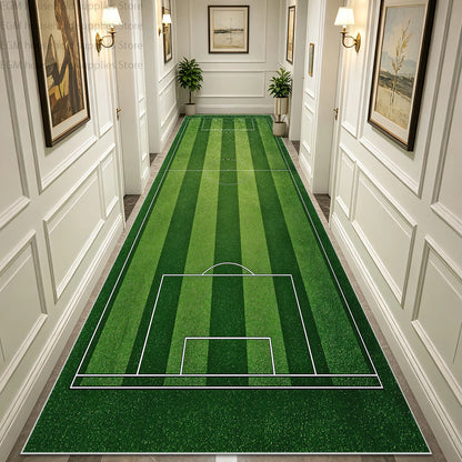 Green Football Field Long Runner Amusing Carpet Sport Hallway Entrance Game Rug Lint Free Washable Non-slip Entryway Floor Mats