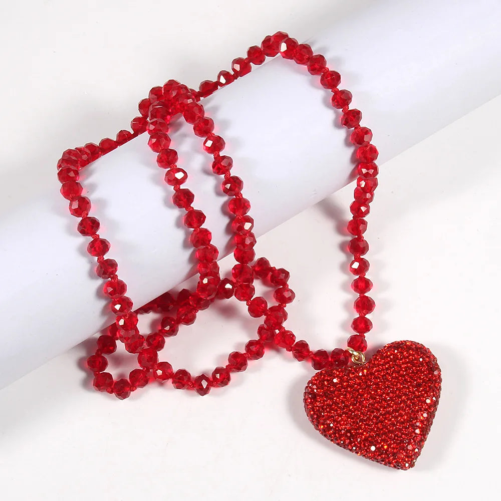 New Valentine's Day Gift: Sparkling Crystal Glass Necklace, Water Diamond Heart Pendant, Women's Necklace