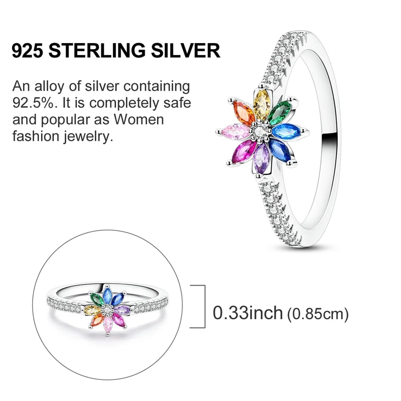 LAZA 925 Sterling Silver Colorful Rings Sparking Zirconium Bowknot Moon Sun Original Ring For Women Anniversary Wedding Gifts