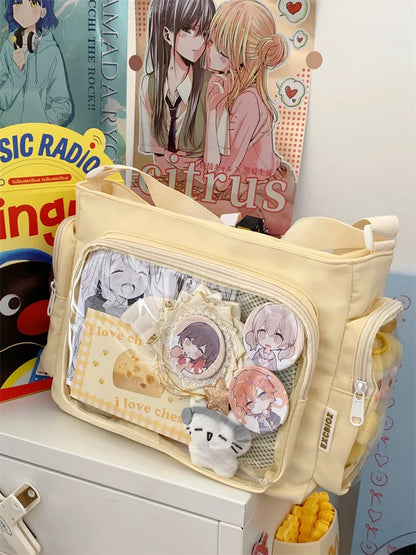 Trendy Transparent Crossbody Bag for Girls Large Capacity Shoulder Bags Fashionable School Style Texture and Versatile Ita Bag