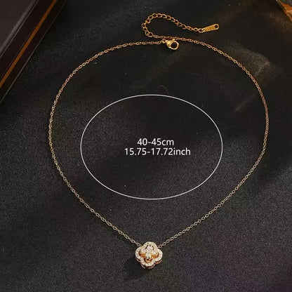 1pcs fashionable classic full diamond four petal flower women's dynamic necklace, fashionable birthday gift collarbone chain mul