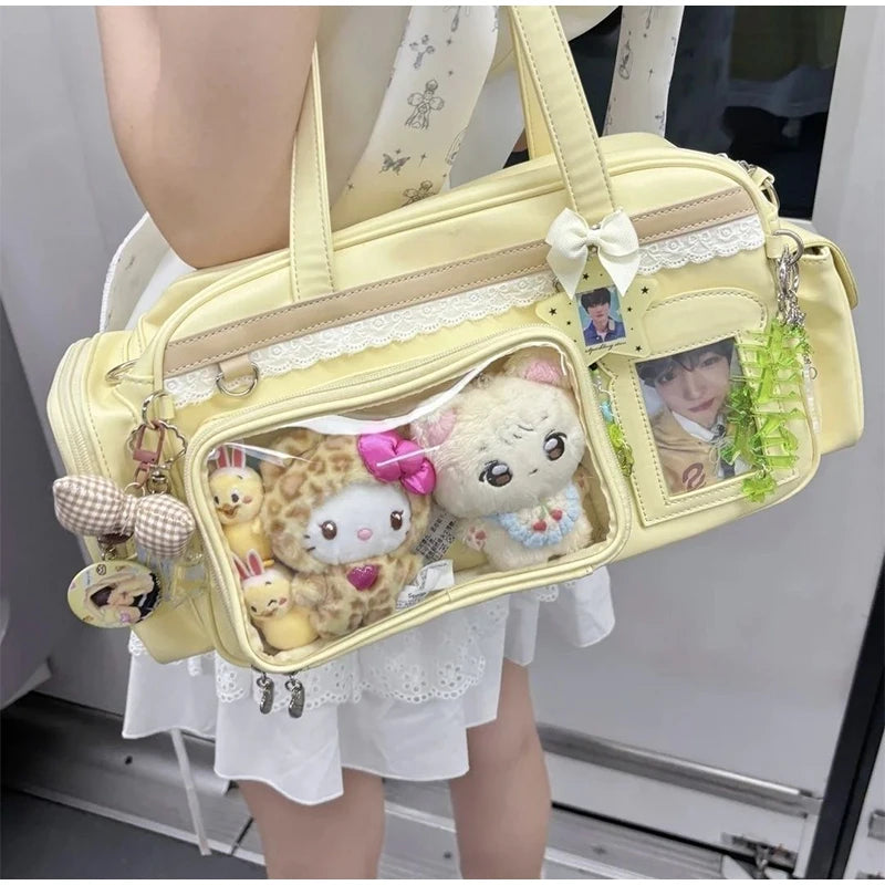 New Concert Ita Bags Y2k Cute Jk Girl Shoulder Bags Badge Display Transparent Crossbody Bag Stylish Large-capacity Commuter Bags