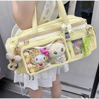 New Concert Ita Bags Y2k Cute Jk Girl Shoulder Bags Badge Display Transparent Crossbody Bag Stylish Large-capacity Commuter Bags