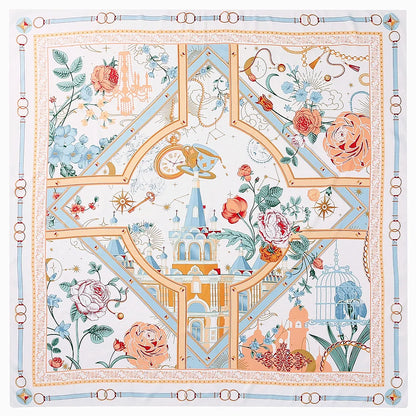 130CM Silk Scarf Women Horse Head Print Stoles Square Scarves Wraps Large Bandana Kerchief Hijabs Female Silk Foulards Sjaal