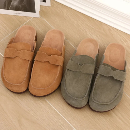 Smile PoP Cork Suede Clogs Slippers For Women Men Clogs Shoes Classic Cork Antislip Outdoor Slippers With Arch Support Mules