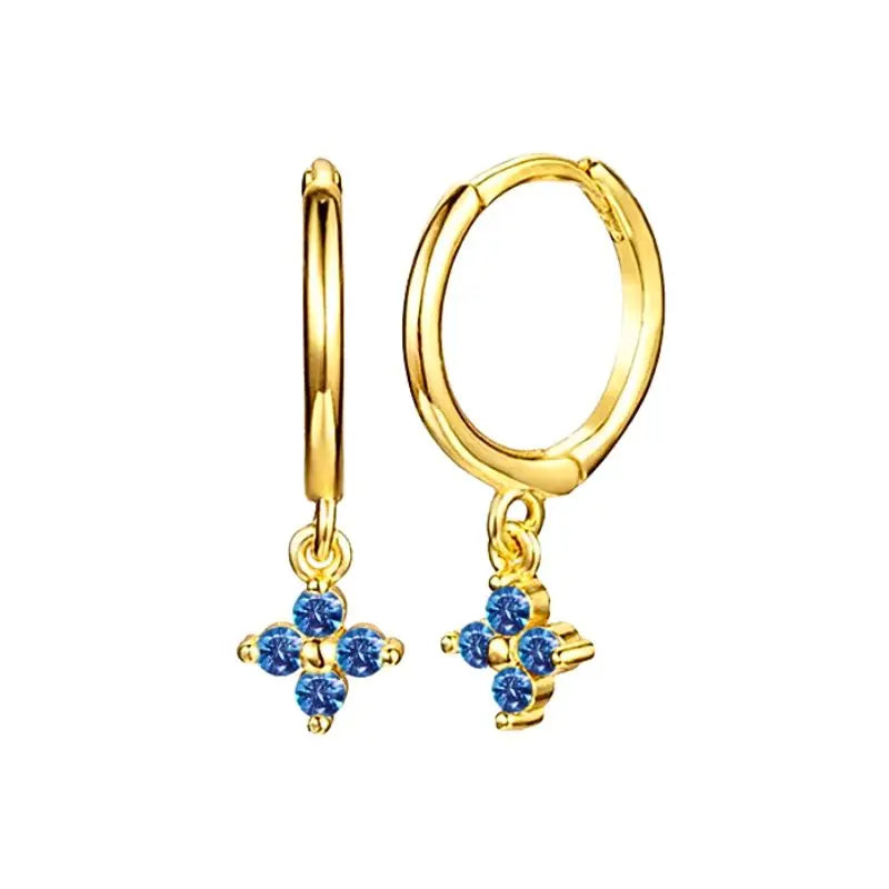 925 Sterling Silver Needle Light Blue Zircon Stud Earrings for Women Fashion Blue Enamel Pendant Earrings Luxury Jewelry Gifts