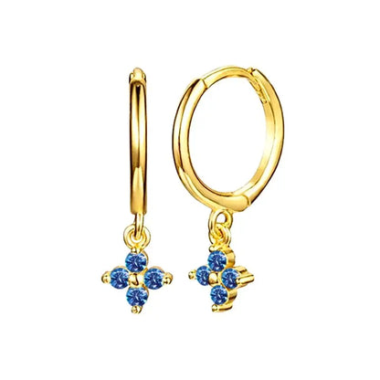 925 Sterling Silver Needle Light Blue Zircon Stud Earrings for Women Fashion Blue Enamel Pendant Earrings Luxury Jewelry Gifts