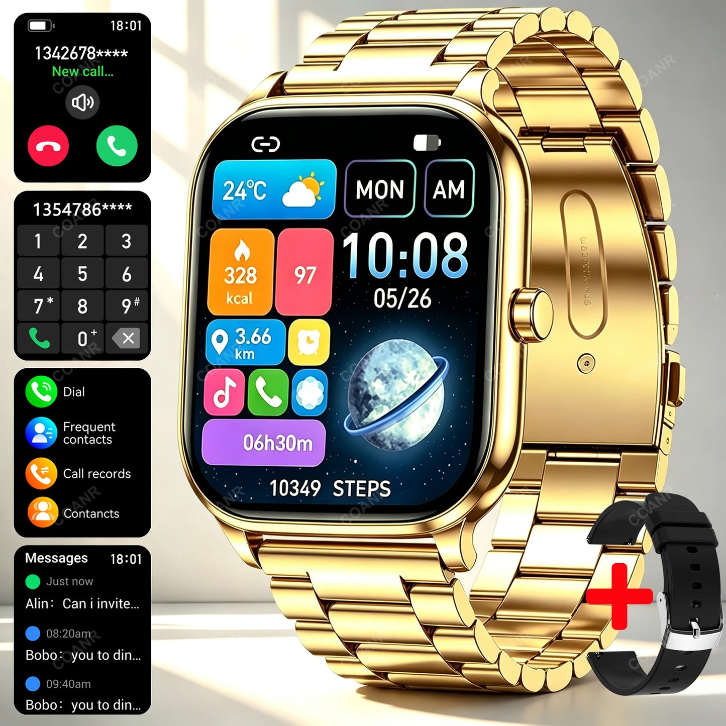 New Men woman Smart Watch 1.83" HD Screen Health Monitor wireless Call Sports Fitness tracking SmartWatches IP68 Waterproof