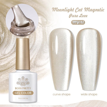 BORN PRETTY 10ml Cat Magnetic Gel Nail Polish Moonlight Glass Bead Water Light Crystal Soak Off UV Varnish For DIY Nail Art