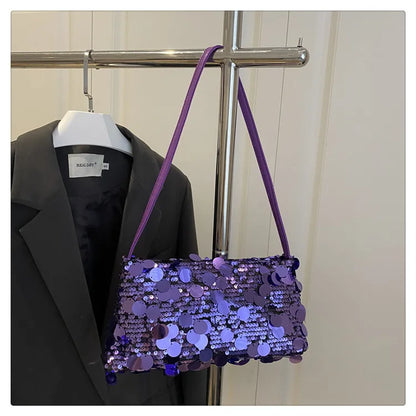 Sequin Evening Party Shoulder Bags for Women Lightweight Portable Ladies strap Crossbody Bag Solid Color fashion Female Handbag