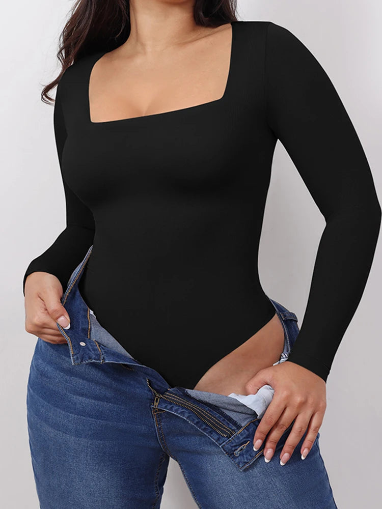 Women's Long Sleeve Bodysuit Spring Autumn Casual Romper Streetwear Sexy Bodycon One Pieces Jumpsuit Women Clothing