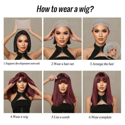 Wine Red Lace Front Wig Anime Cosplay Wig 28inch Long Straight Synthetic 13x4 Lace Front Wig Lolita High Quality Fibers Wigs