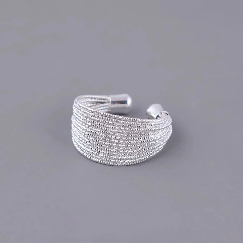 925 Sterling Silver Rings for Women Couple Minimalist Handmade Simple Wide Open Ring Prevent Allergy Jewelry Party Wedding Gift