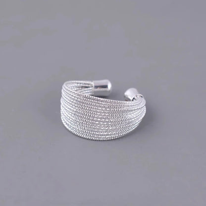 925 Sterling Silver Rings for Women Couple Minimalist Handmade Simple Wide Open Ring Prevent Allergy Jewelry Party Wedding Gift