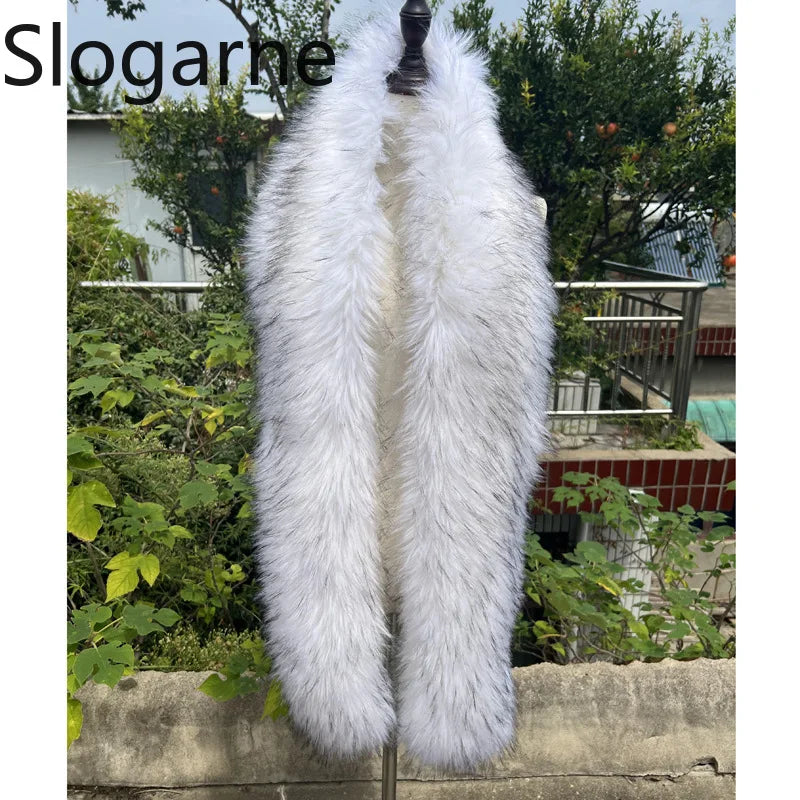 American 180cm Super Long Faux Fox Fur Scarf Winter Women Cosplay Warm Fashion Neck Decor Fluffy Shawl Wrap Luxury Furry Scarves