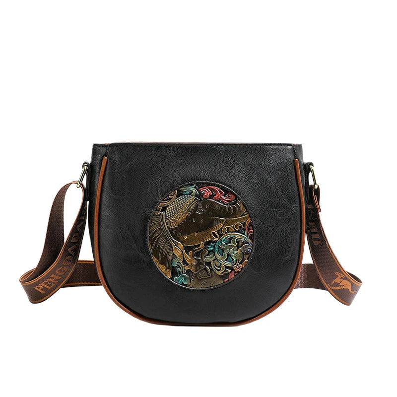 Vintage 3D Floral Embossed Crossbody Bag Soft Leather Elegant Shoulder Bag Luxury Handbag Women Bags Designer Mother Ladies Sac
