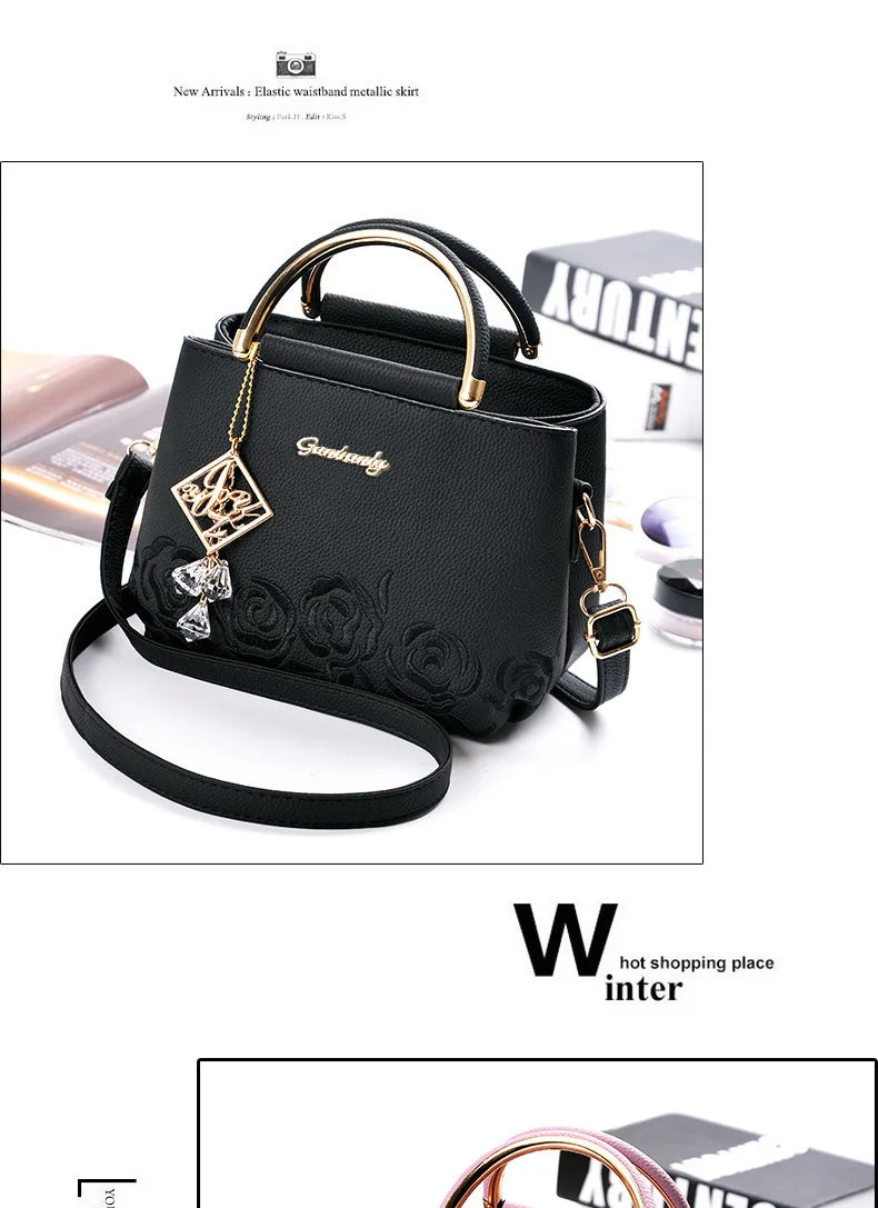 Fashion Brand Women's Bags New Embroidered Handbag Exquisite Ladies Shopping Crossbody Shoulder Bag Tote Bag Small Square Bag