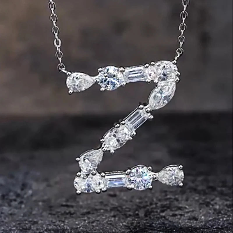 Fashion 26 Letter Man Women's Moissanite Custom Name Necklace 925 Sterling Silver Moissanite Diamond Pendant Necklace Gift