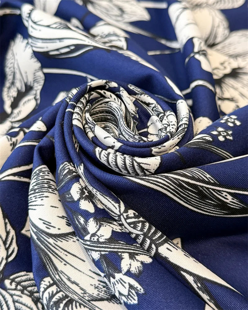 2026 Luxury Brand Square Scarf Design Shawl Wrap 90cm Print Twill Silk Women Hijab Female Foulard Headband Bandana