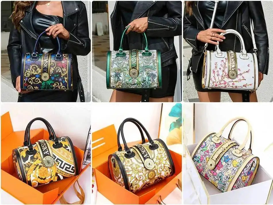 2026 Ladies Hand Bag Classic Geometric Pattern Large-capacity Pillow Handbags Women's Totes Microfiber Messenger Shoulder Bag