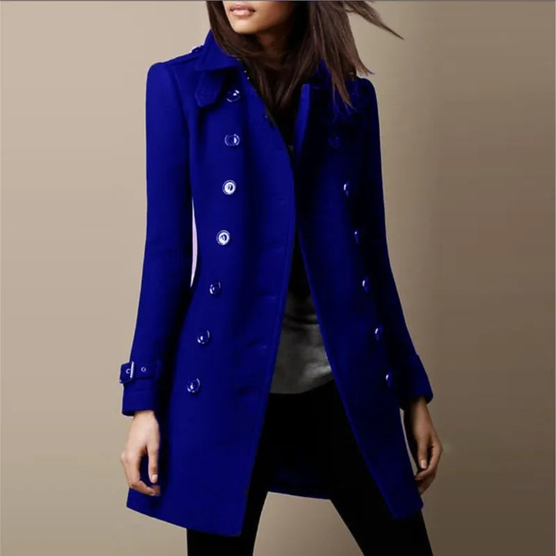 Fall Winter New Elegant Women's Jacket Coat Fashion Woolen Black Long Sleeve Double Breasted Loose Streetwear Women Coats Jacket